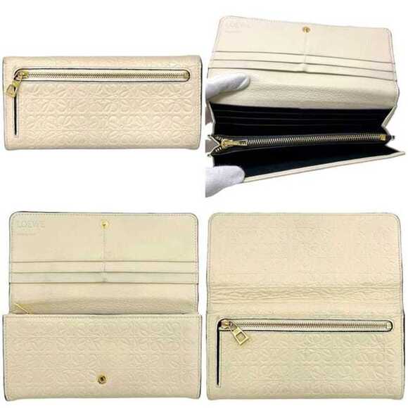 Loewe bi-fold long wallet ec-25157 beige Repeat Anagram 107.55.F11 leather 26... - Picture 3 of 11